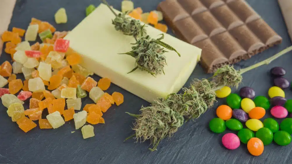 High angle view of best edibles for energy and focus