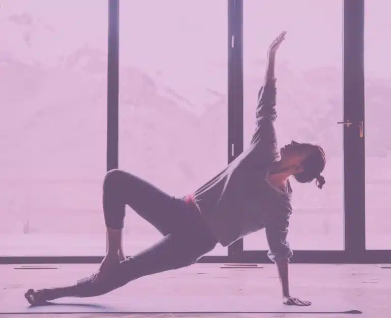 Woman yoga and stretching on floor peace