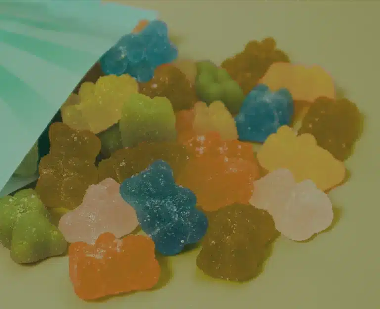 image showing the best thc gummies on a yellow background